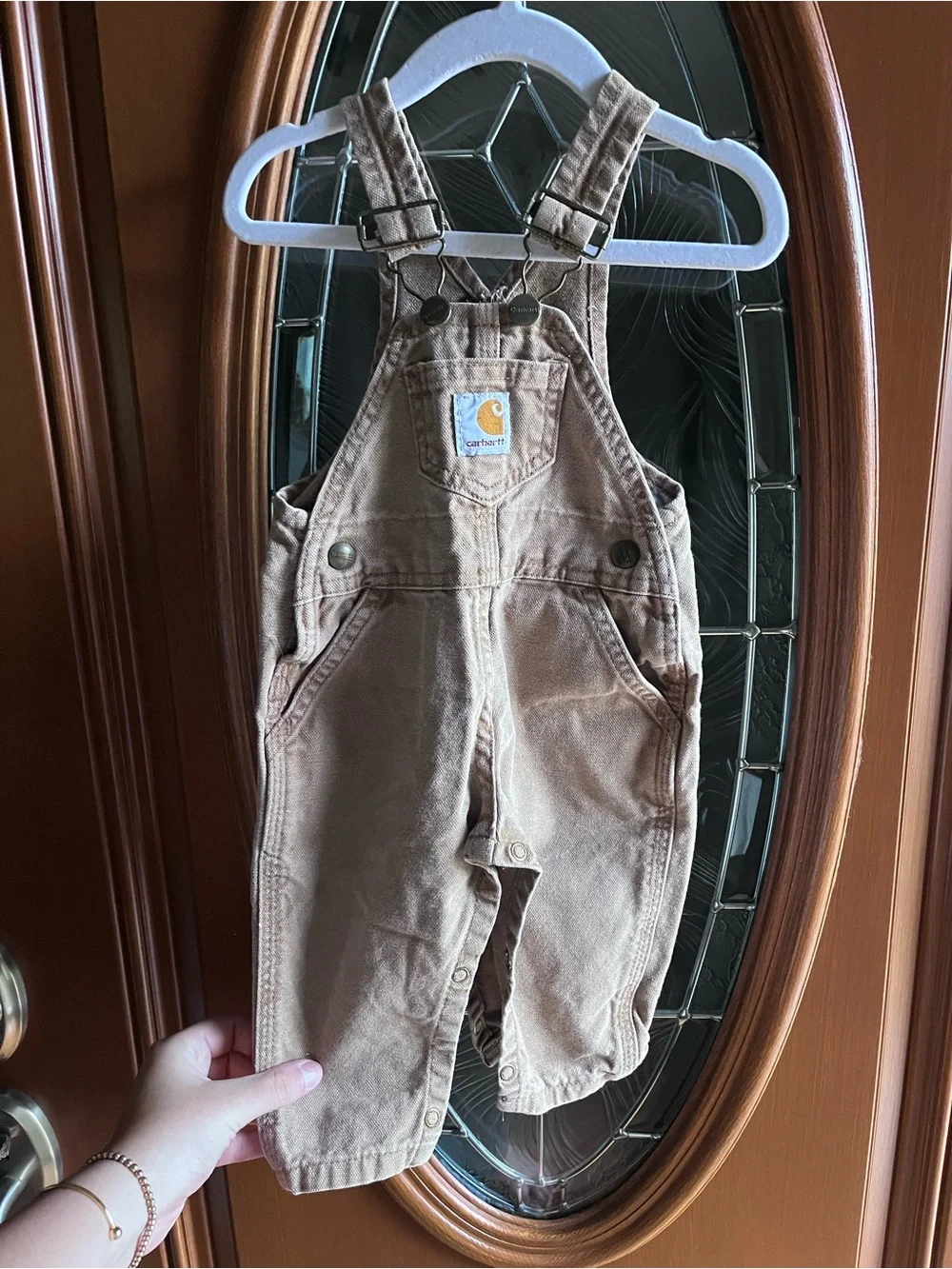 Carhartt Baby Brown Canvas Overalls with Front Patch Size 12 Months